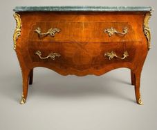 Louis XV Style Bombe Chest of Drawers with Green Marble Top