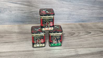 oriental asian vintage X3 empty tea tin set container collectables