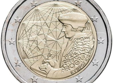 Cyprus 2 Euro Commemorative Coin 2022 - Erasmus. Uncirculated.