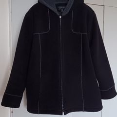 Black Fleece Zip Jacket with Hood