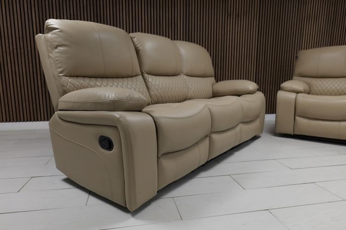 Rita 3+2 True Beige Leather Recliner Sofa Set