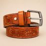 Unisex Genuine Leather Belt Vintage Embossed Design with Antique Buckle Casual & Formal Waist Belt Image 8