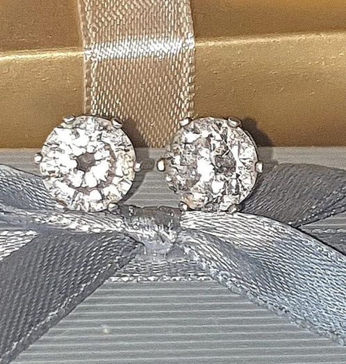 Vintage Hallmarked Silver White Sapphire Earrings