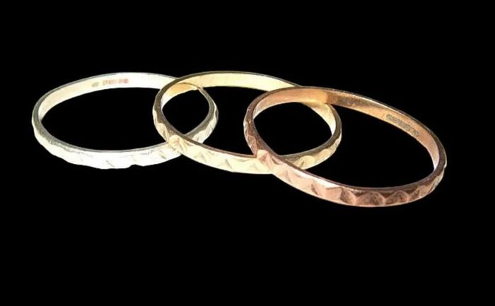 Vintage Hallmarked 9k Rose/White/Yellow Gold Rings