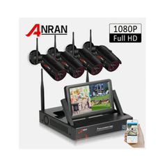 ANRAN 1TB, 4Pce 2.0MP Security Camera System Wireless Wi-Fi With Audio Recording Nigh-vision Waterproof