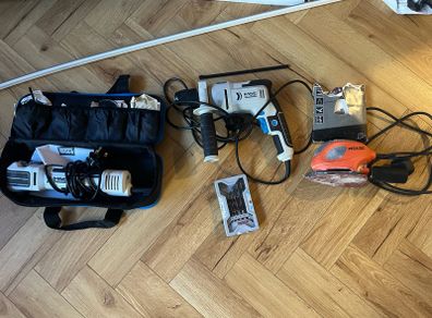 DIY kit; Sander, Multitool and Drill with bits