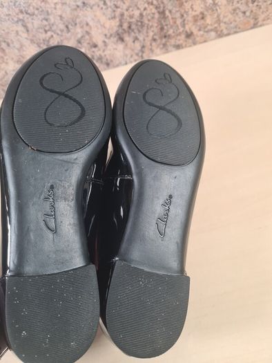 womens CLARKS Somerset Black leather ballerina flats shoes pumps Size UK 4.5 wide fit EU 37.5