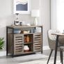 _Sideboard, side cabinet, kitchen cabinet with open shelves, hall cabinet, chest of drawers with lamellar doors, living room, dining room, office, hallway, industrial design, pale Image 2