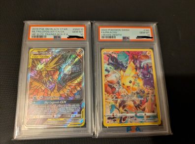 Pokemon PSA 10 Moltres Zapdos Articuno GX & Pikachu Crown Zenith
