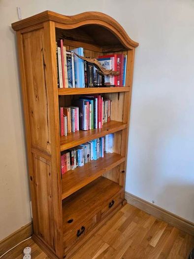 Large 4 shelf , 2 drawer Bookcase. Mexican Pine.