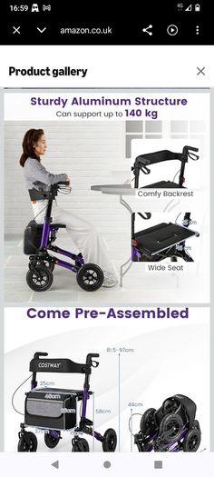 Postage Costway 2 in 1 rollator walker