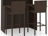 3 Piece Garden Bar Set Brown