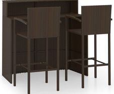 3 Piece Garden Bar Set Brown