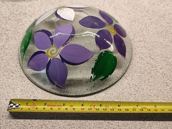 Beautiful Hand-Painted Floral Glass Bowl (20cm)