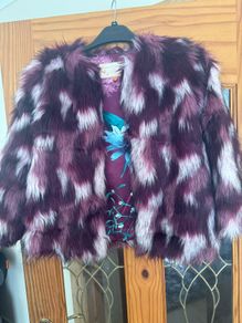 Ted Baker girls fluffy faux fur coat age 10 Perfect condition Postage included