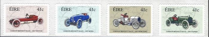 2003 Ireland Centenary of Gordon Bennett Race (Napier, Mercedes, Mors, Winton) Self Adhesive Commemorative Stamps Mint Never Hinged (MNH)