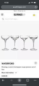 3 Waterford Crystal Champagne Glasses