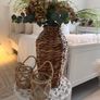 Seagrass vase with greenery & 2  beaded hurricane lamps Image 2