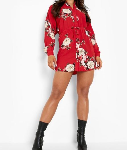 Red shirt dress