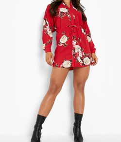 Red shirt dress
