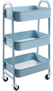 Cart 3 Tier Metal Utility Cart Rolling Trolley Organizer Cart with Wheels for Kitchen Makeup Bathroom Office MULTIPLE COLOURS AVAILABLE, (FREE POSTAGE)