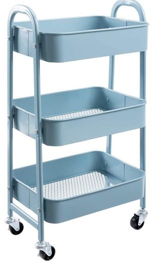Cart 3 Tier Metal Utility Cart Rolling Trolley Organizer Cart with Wheels for Kitchen Makeup Bathroom Office MULTIPLE COLOURS AVAILABLE, (FREE POSTAGE)