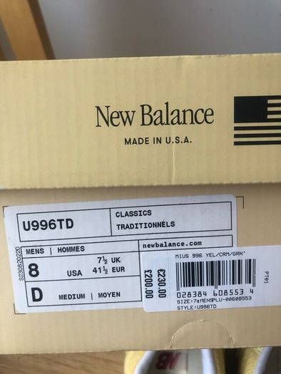 New Balance 996 Made in USA Teddy Santis Trainers UK 7.5 Brand New In Box