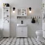 Vanity unit, vanity unit, vanity unit, bathroom cabinet with 2 doors, adjustable shelf, lots of storage space, free-standing, country house style, 60 x 30 x 60 cm, white Image 2