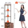 5 Tier Corner Shelf, Tall Corner Stand with LED Light and Doors, Wall Shelves Tower Storage Organizer, Metal Frame & Wooden Shelves Image 3