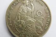 1935 PERU South America 1/2 Half SOL Antique Original Silver Peruvian Coin