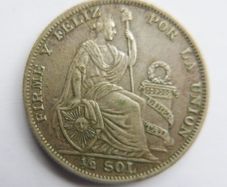 1935 PERU South America 1/2 Half SOL Antique Original Silver Peruvian Coin