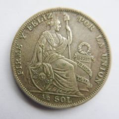 1935 PERU South America 1/2 Half SOL Antique Original Silver Peruvian Coin