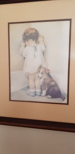 Bessie Pease Gutmann Vintage Print entitled GIRL and DOG - SHAME