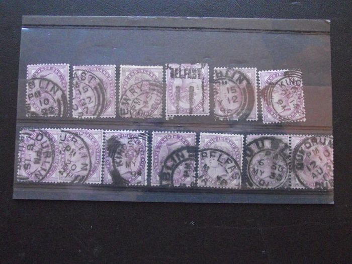 A small collection of used Great Britain stamps with cancellation's mark from Irish Post offices