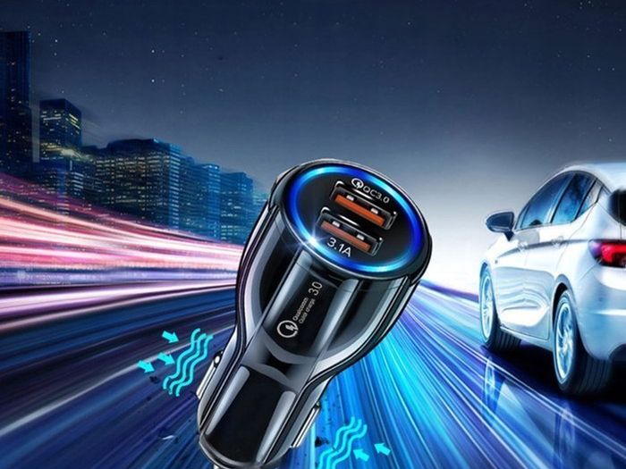 New Double USB Universal Car Cigarette Charger 12-24V Quick Charge 3.0 3.1A #913
