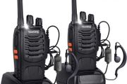 2Pcs Rechargeable Walkie Talkies Long Range 2 Way Radio + Original Earpieces Walky Talky 16CH Single Band Supports VOX LED Light Voice Prompt for Biking and Hiking (FREE POSTAGE)