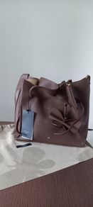 Weekend By MaxMara Falco Chocolate Brown Leather Tote with Pochette