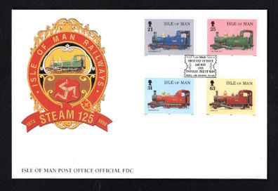 1998 Isle of Man 125th Anniversary of Isle of Man Railway Steam locomotives Commemorative Stamps First Day Cover (FDC)