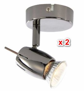 2 Brand New x2 Wall/Ceiling Adjustable Spot Lights Black Nickel Woodie's + 4 Halogen & LED bulbs