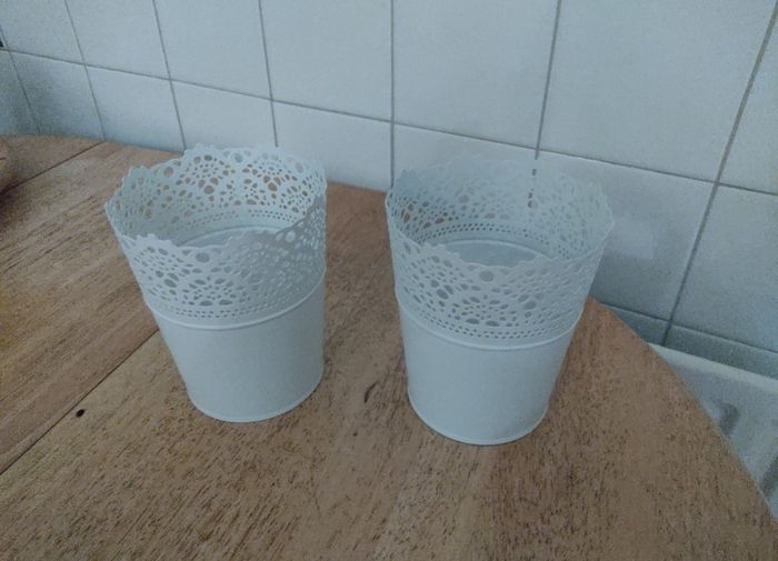 Two metal plantpots / plantpot holders