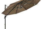 4-Tier Parasol with Aluminium Pole Taupe 3x3 m