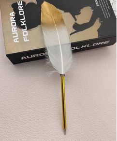 White & Gold Feather Pen - nice gift