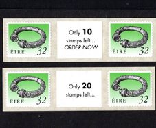 1992-6 Ireland 32p Broighter Collar Self-adhesive definitive (remainder labels) with Only 20 stamps left and Only 10 stampd left ... Order Now Mint Never Hinged (MNH)