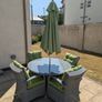 4 Seat Rattan Garden Dining Set. 1.2m Table Cushions and Parasol Image 2