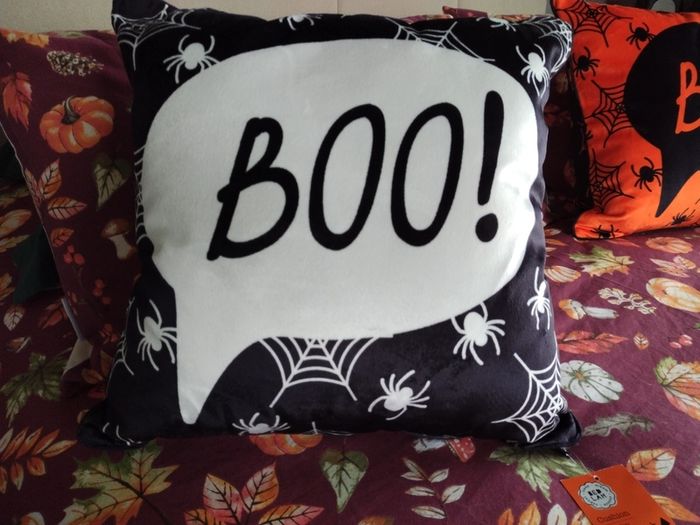 Bedlam Brand Boo Halloween Cushion in Black
