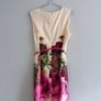 Pre Owned Marc Angelo Floral Satin Shift Dress with Matching Belt Image 7