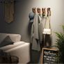 Coat Hooks Wall Mounted, 4 Pack Wooden Coat Hooks with 2 Install Ways, Natural Wood Coat Hooks for Wall to Hang Clothes, Coat, Towel, Keys, 4 Screws, 4 Double-Sided Patchs, Brown (FREE POSTAGE) Image 2