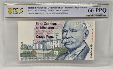 Ireland 1999 50 Pounds Banknote Note Replacement Hyde PCGS Gem Unc 66PPQ