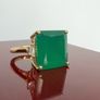 Gold plated Verde Onyx & White Zircon Ring 14K Gold Plated Image 4