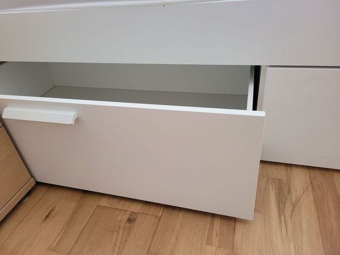 King size extra length bed frame with full drawers